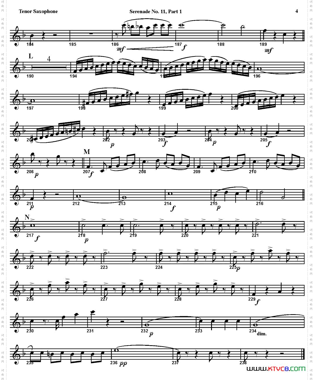 SERENADENo·11inEb，K·375Part1四重奏·次中音萨克斯分谱_SERENADE No·11 in Eb，K·375 Part 1四重奏·次中音萨克斯分谱