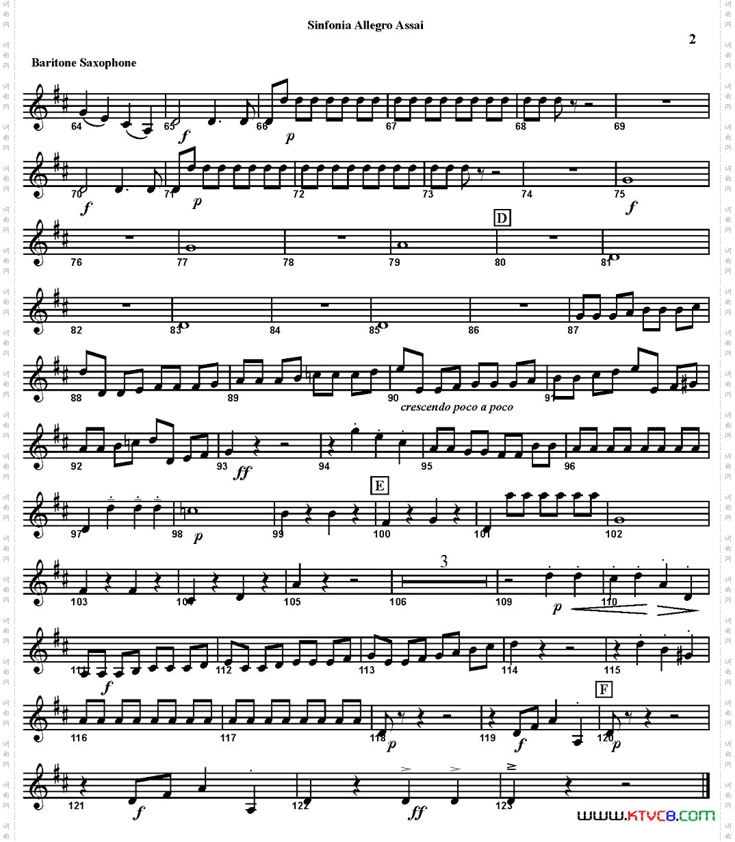 SINFONIAFirstMovement:AllegroAssai四重奏·上低音萨克斯分谱_SINFONIA First Movement:Allegro Assai四重奏·上低音萨克斯分谱