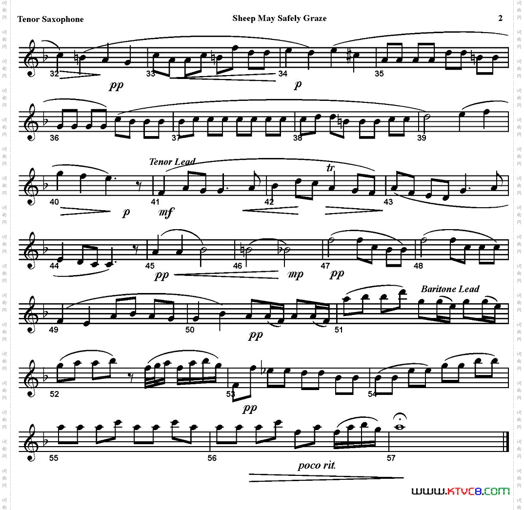 SHEEPMAYSAFELYGRAZE四重奏·次中音萨克斯分谱_SHEEP MAY SAFELY GRAZE四重奏·次中音萨克斯分谱