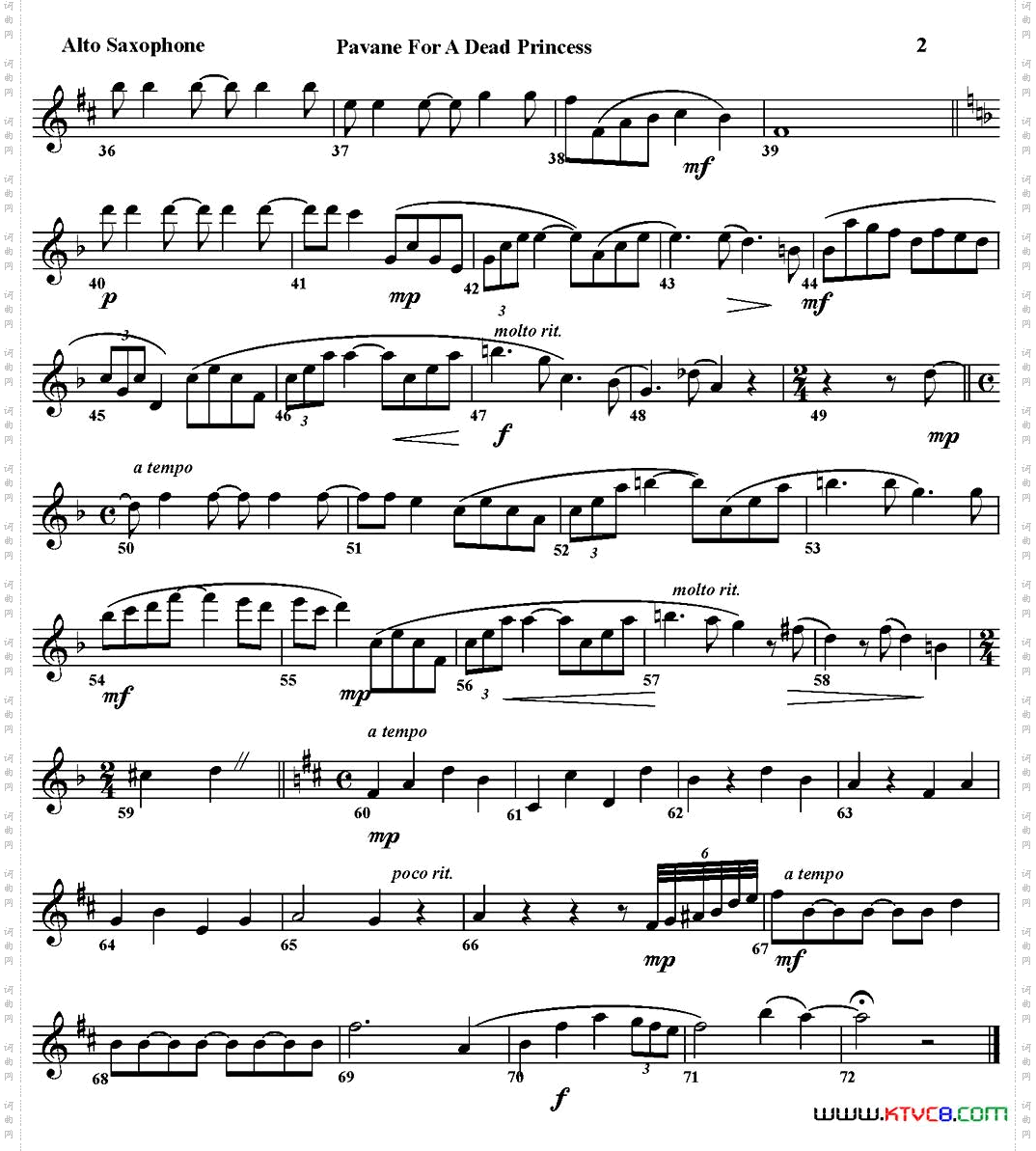 PAVANEFORADEADPRINCESS四重奏·中音萨克斯分谱_PAVANE FOR A DEAD PRINCESS四重奏·中音萨克斯分谱