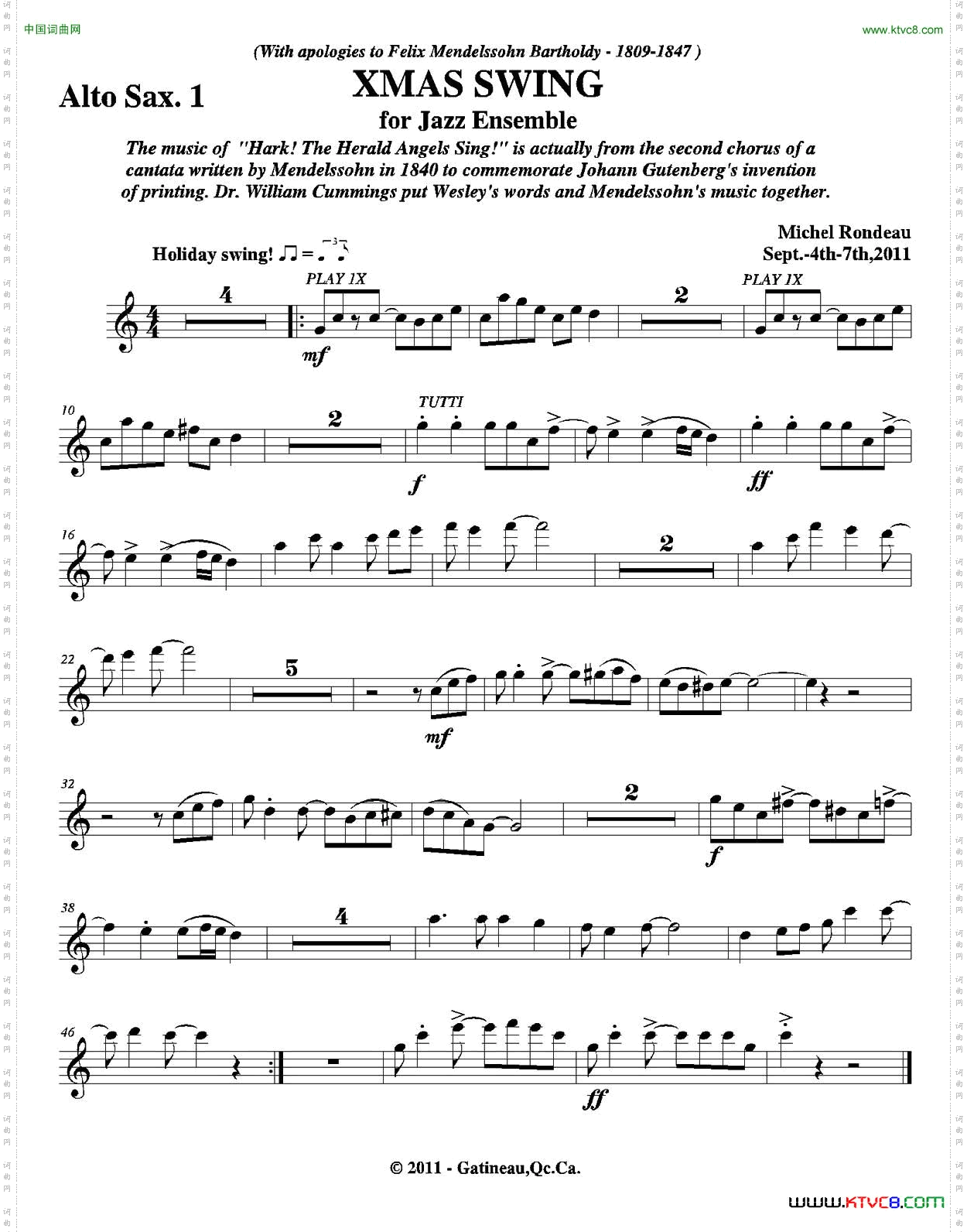 XMASSWING第一中音萨克斯分谱_XMAS SWING第一中音萨克斯分谱