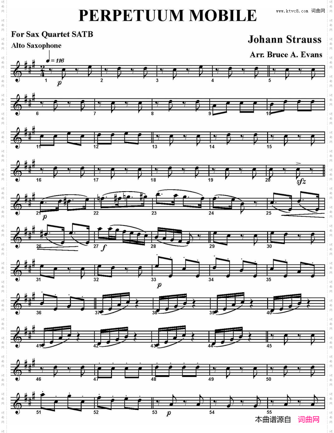 PERPETUUMMOBILE四重奏·中音萨克斯分谱_PERPETUUM MOBILE四重奏·中音萨克斯分谱