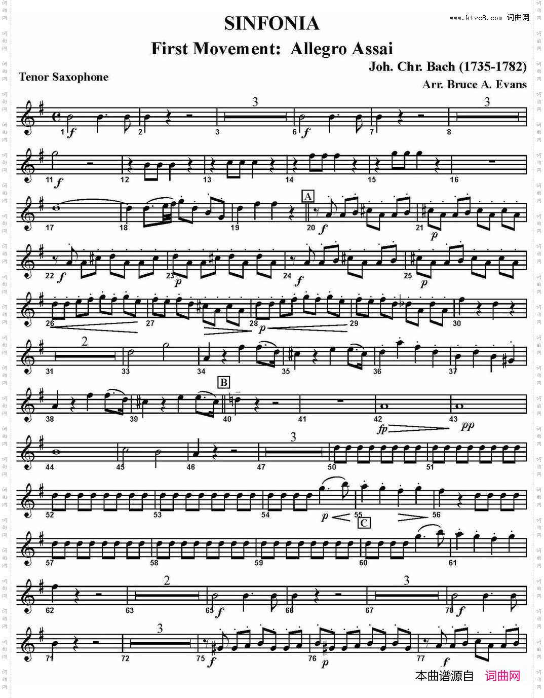 SINFONIAFirstMovement:AllegroAssai四重奏·次中音萨克斯分谱_SINFONIA First Movement:Allegro Assai四重奏·次中音萨克斯分谱